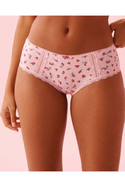 La Vie en Rose Cotton and Lace Detail Hiphugger Panty