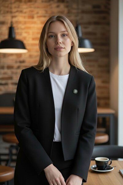 ZARAZA Fit Cut Blazer Jacket with Brooch Detail