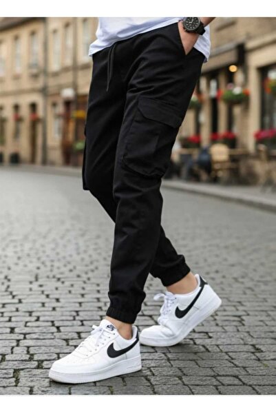 LEFNY COLLECTİON بنطال رجالي أسود عالي الجودة من القطن المرن مكون من جيب جانب...