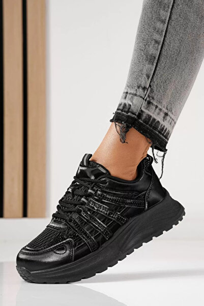 Zaira Γυναικεία μαύρα πάνινα παπούτσια από οικολογικό δέρμα Carolina #24059 - 40