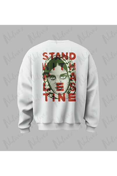 Nulivez Palestine Design Back Printed High Quality Unisex Oversized O Neck Sw...