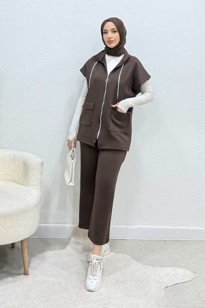 Tesettür Diyarı Costum de scuba Sani cu vestă cu fermoar - Maro