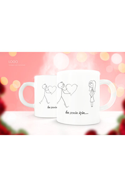 Beramussa Two Mugs – Double Heart Design Mugs – Gift for Spouse and Lover