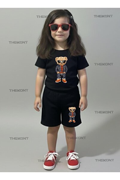 THEKONT SET PENTRU COPII - TRICOU CU PANTALONI SCURTĂ CU IMPRIMARE URȘ ÎN CĂM...