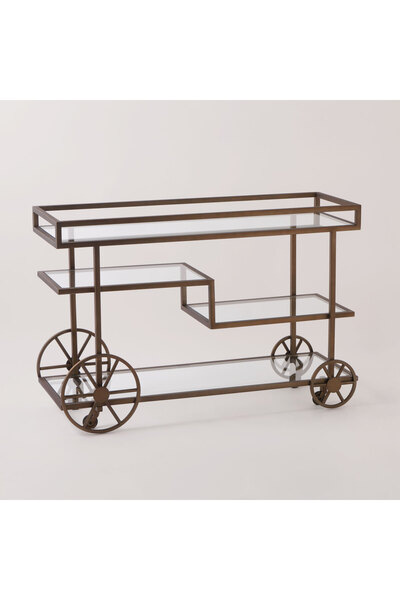 homez metal and glass bar cart, antique bronze 120*40*80