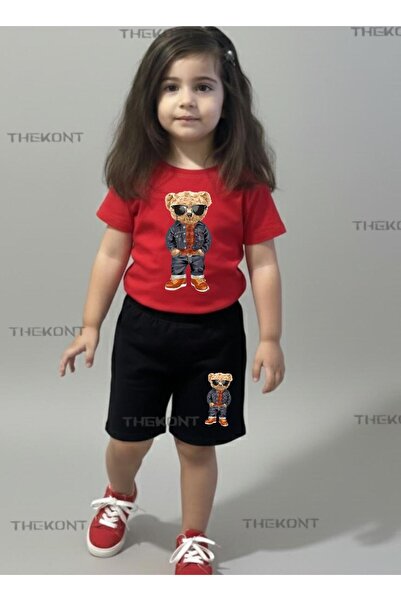 THEKONT SET PENTRU COPII - TRICOU CU PANTALONI SCURTĂ CU IMPRIMARE URȘ ÎN CĂM...