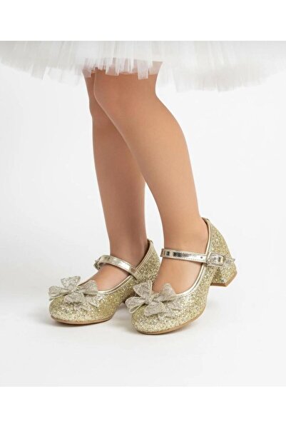 Gala حذاء بكعب للأطفال مزين بفيونكة من الزجاج المكسور