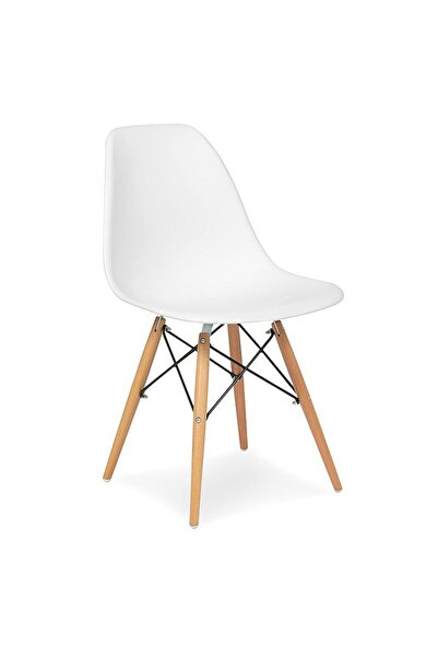 PROCART Scandinavian style chair, for kitchen and dining, white, wood legs