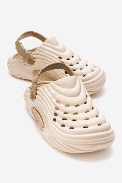 CCWAY AYAKKABI Straw Patterned Sabo Women's Slippers Ecru Sand