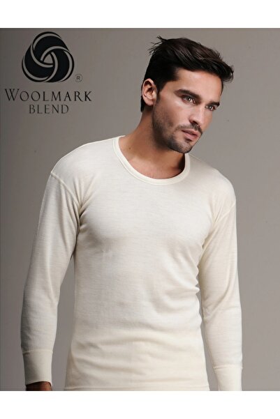 Hasyün Men'S, Cream, 75% Merino Wool Long Sleeve Undershirt (with Thermal Soc...