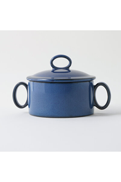 LA MESA وعاء كبير من الخزف الحجري مع غطاء، أزرق، 18 × 12.2 × 6.5 سم