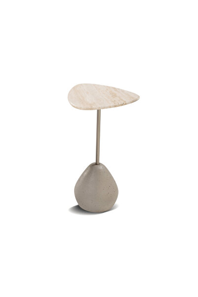 homez clara side table with concrete base, beige 30*30*45 cm
