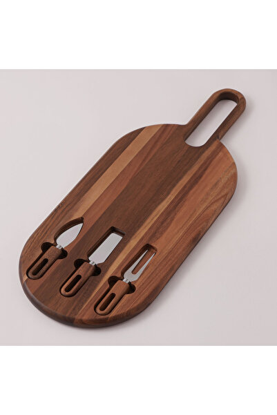 Alberto acacia wood oval cheese serving set 54.6*21.6*1.9 cm