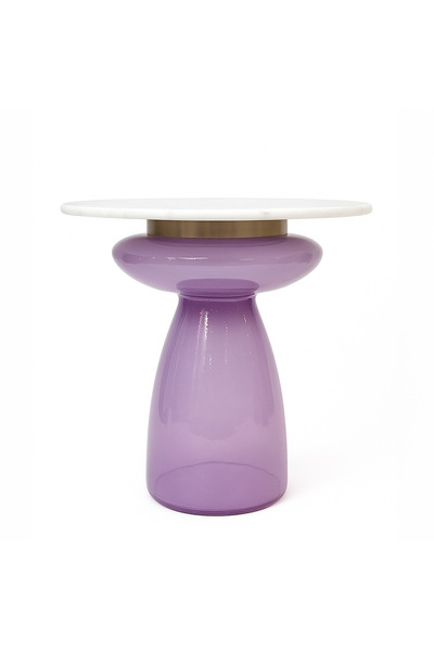 homez طاولة مشروبات زجاجية 61 × 47 سم، لون أرجواني فاتح