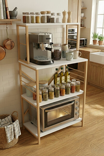 Boss Group Çok Amaçlı Mutfak Rafı Mikrodalga Mini Fırın Standı Metal Ayaklı K...