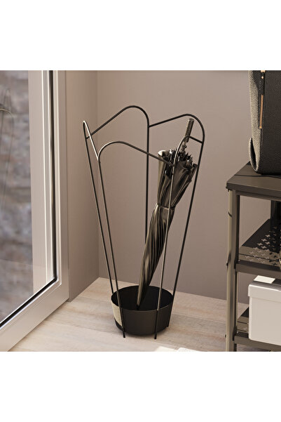 MOİRA Mat Siyah Metal Dekoratif Şemsiyelik Modern Tasarım Antre Ofis Şemsiye ...