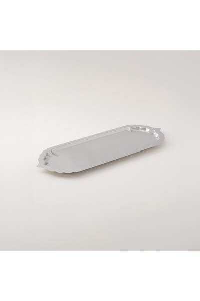 LA MESA صينية تقديم معدنية فضية اللون، 30 × 12.5 × 1.5 سم، فضية اللون