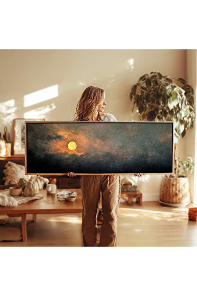 woodhomeworks Tek Parça Gerçek Ahşap Yatay Panorama Çerçeveli Tablo hüzünlü g...