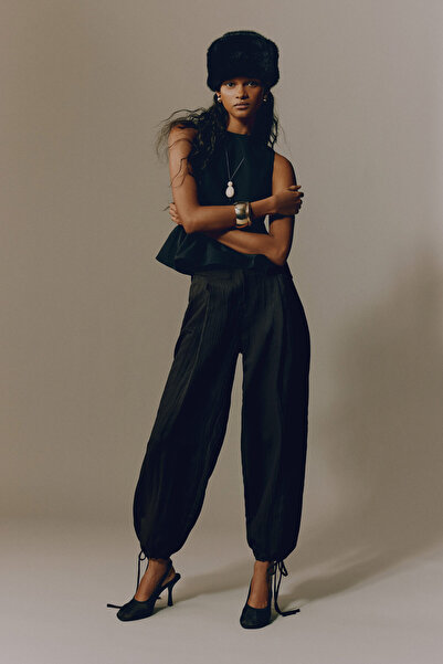 H&M Barrel Paçalı Krinkle Pantolon