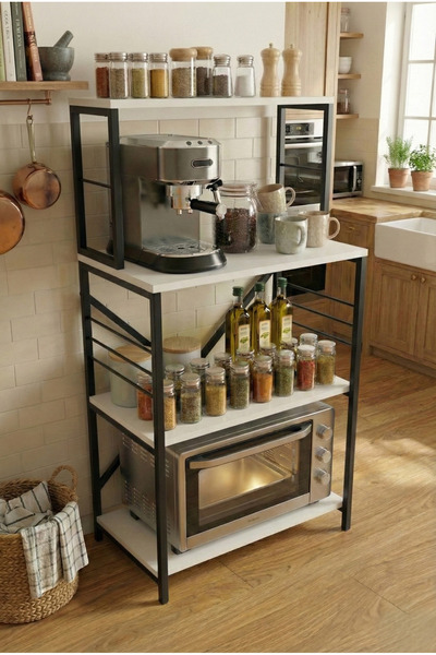 Boss Group Çok Amaçlı Mutfak Rafı Mikrodalga Mini Fırın Standı Metal Ayaklı K...