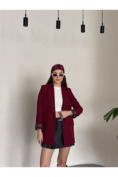 moda çağdaş Leopar Desenli Oversize Blazer Ceket