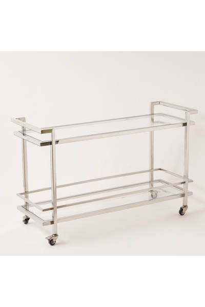 homez عربة طويلة من الفولاذ المقاوم للصدأ الفضي، أبعادها 125 × 46 × 79 سم