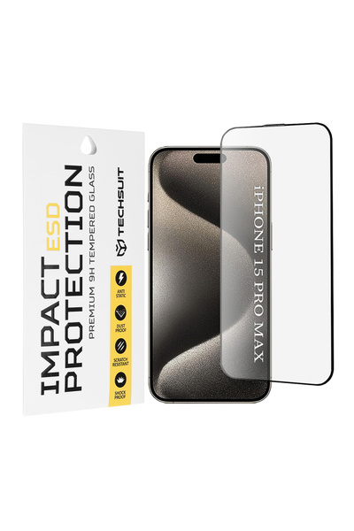 Techsuit Folie sticla iPhone 15 Pro Max ESD Glass, negru