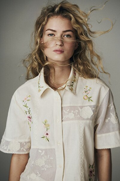 H&M Keten Karışımlı Pijama Gömleği