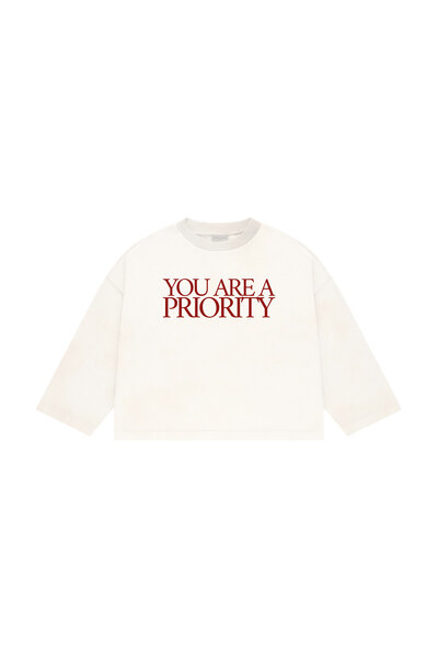 lethestudios Tricou de bază cu mânecă lungă, imprimat Priority