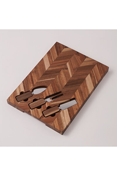 Alberto acacia wood herringbone cheese board set 35*25*2.5 cm