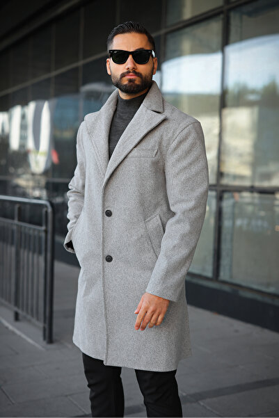 BASEL.CO Men's Modern Cut Cashmere Long Coat