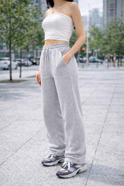 Winmoda34 Women's Trendy Baggy Leg Modal Fabric Sweatpants with Double Pocket...