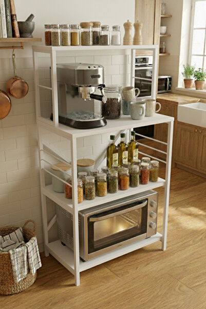 Boss Group Çok Amaçlı Mutfak Rafı Mikrodalga Mini Fırın Standı Metal Ayaklı K...