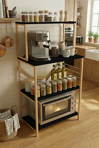 Boss Group Çok Amaçlı Mutfak Rafı Mikrodalga Mini Fırın Standı Metal Ayaklı K...