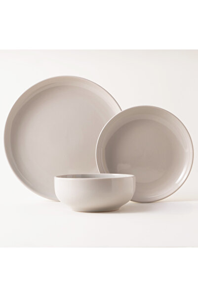 LA MESA طقم عشاء من الفخار مكون من 12 قطعة، رمادي