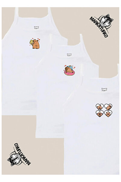 MarkaTurko Capybara Special Design Printed Passion Girl's 3-Piece Athlete Set...