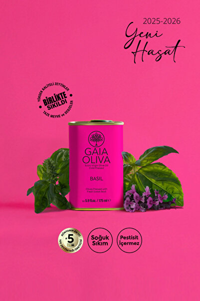 Gaia Oliva Fesleğen Çeşnili 175 ml Natürel Sızma Zeytinyağı (Yeni Hasat)