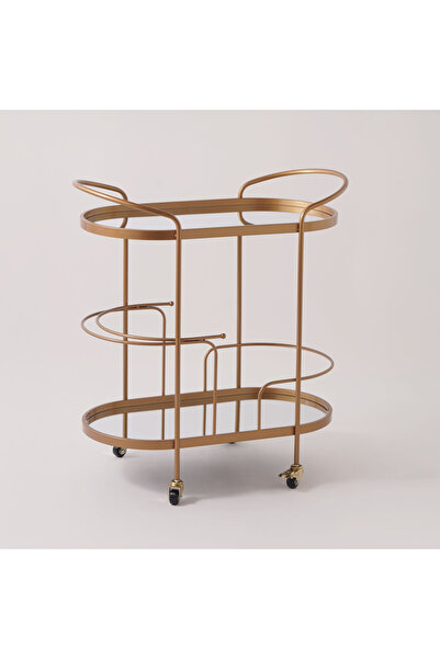homez 2 tiers acrylic serving trolley, gold 74*40*81 cm