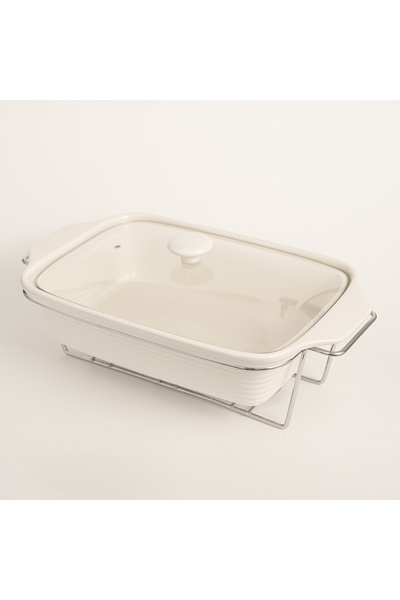 LA MESA 15"Rect. Casserole With Candle Stand Silver