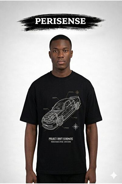 PERISENSE Tricou unisex oversize din bumbac pieptănat premium, cu imprimeu cu...