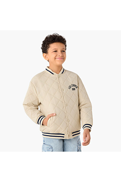 Lee Cooper Quilted Bomber Jacket with Snap Button Closure
