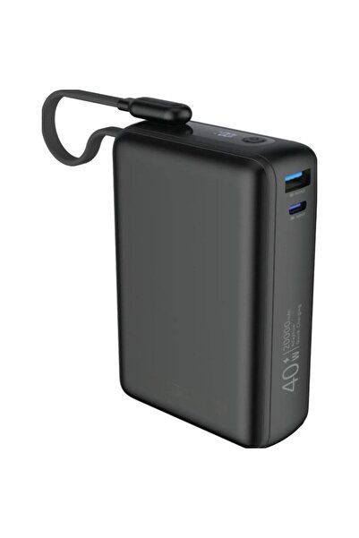 Tradeo 20000mAh Power Bank 40W PD Fast Charging with Built-in Type-C Cable