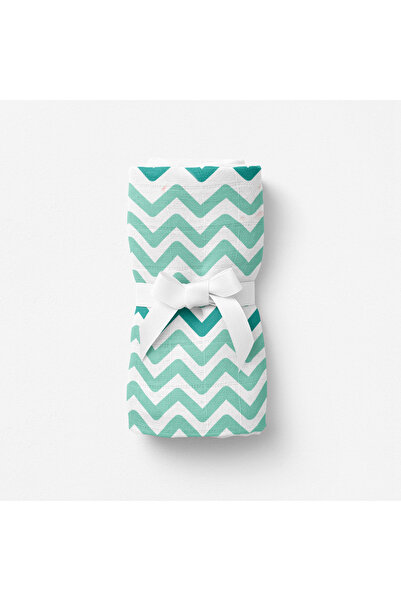 itsybitsy Big Flower Green Zigzag, Muslin Baby Blanket, 100X100 cm