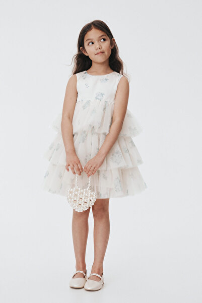 H&M Katlı Tül Etekli Elbise