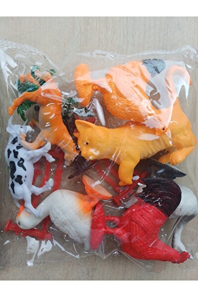 OYUNCAKSAHİLİ Ördek At inek Eşek Horoz Byk Kedi Kuğu Çit Ağaç Oyuncak 10lu Se...