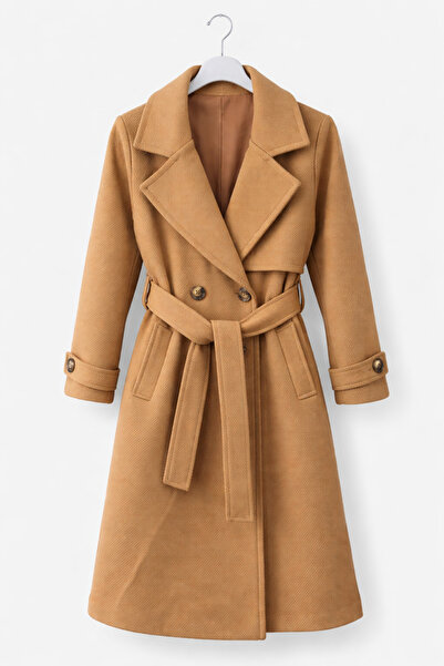 günay boutıque Kaşe Kaban -Camel