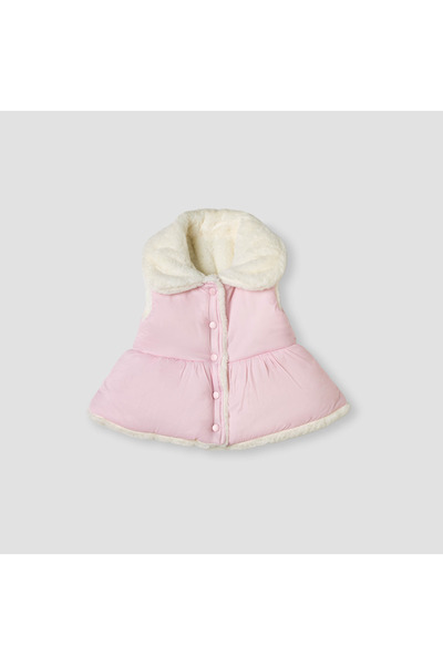 Juniors Solid Button Through Sleeveless Puffer Jacket