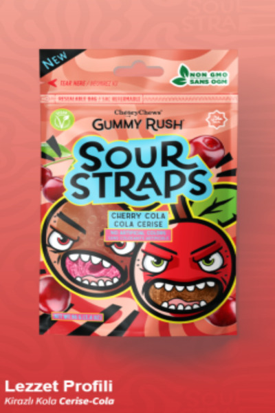 Pofika Kiraz,Cola Aromalı Ekşili Uzun Şerit Metre Şeker 1 Paket