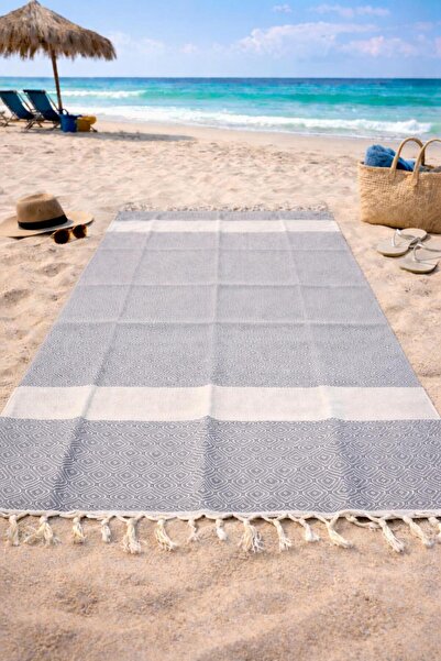 S&R 1 Piece 100X180 cm Natural Pestemal 100% Cotton Diamond Pattern Beach Poo...