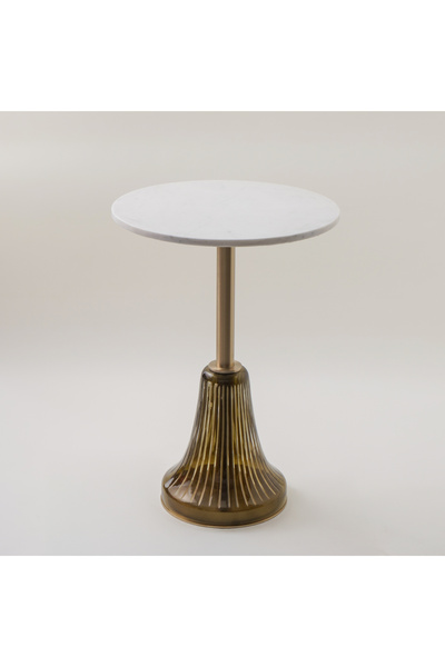 homez طاولة جانبية من الرخام 46 × 55 سم، لون أخضر زيتوني